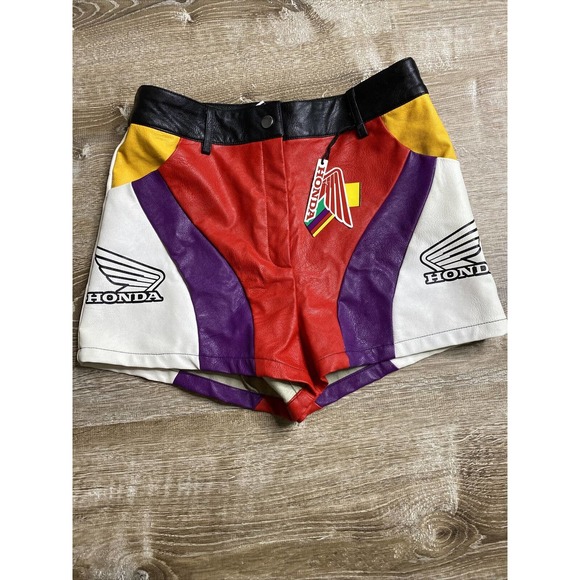 Forever 21 Pants - Honda Racing Logo Moto Sport Vegan Leather Shorts